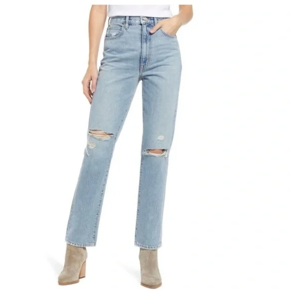 Slvrlake Sierra Light Wash Jeans Straight Leg 26 Distressed Valley of Fire - Picture 1 of 12